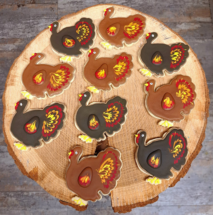 Turkey-shaped sugar cookies