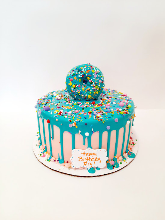 Giant donut novelty cake