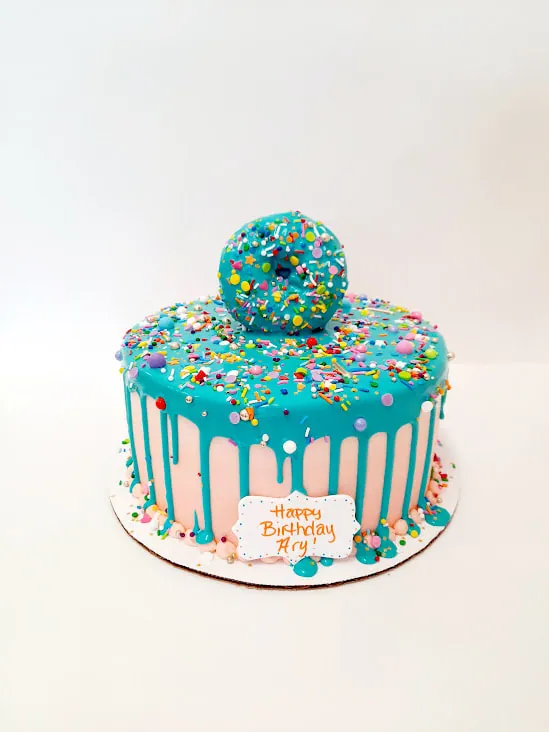 Giant donut novelty cake