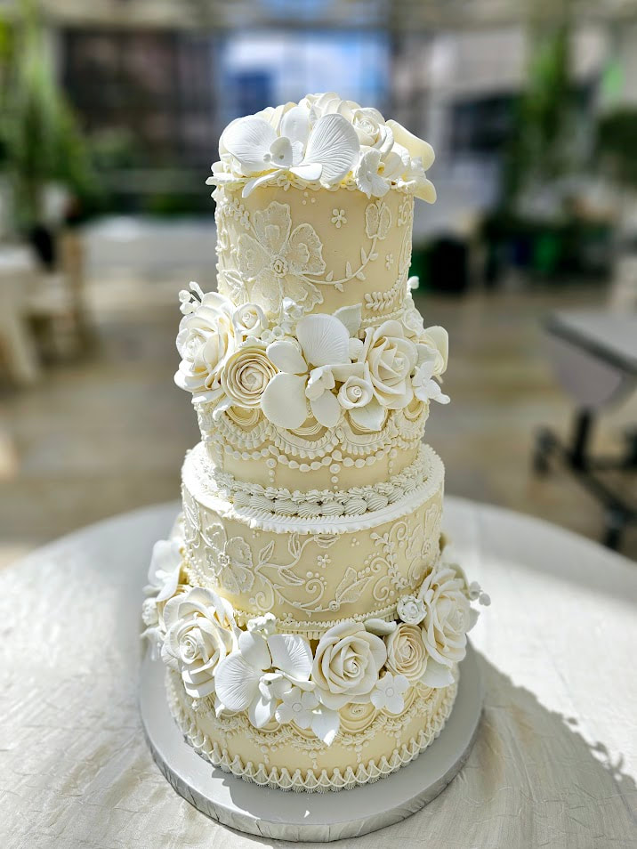 Three-tier wedding cake