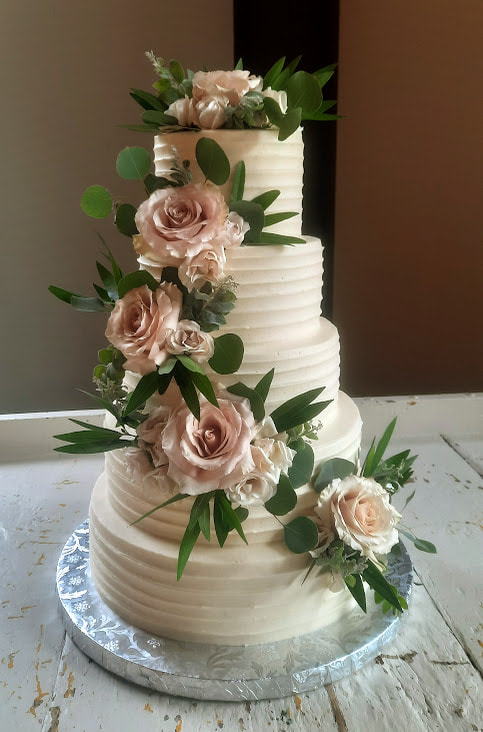 Three-tier wedding cake